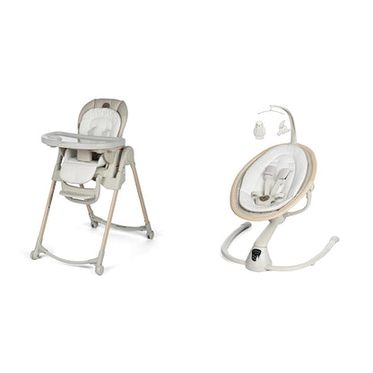 Maxi-Cosi Minla 6-In-1 High Chair & Cassia Swing, Classic Oat - Versatile High Chair Converts to 6 Modes & Soothing Swing with Touch Screen