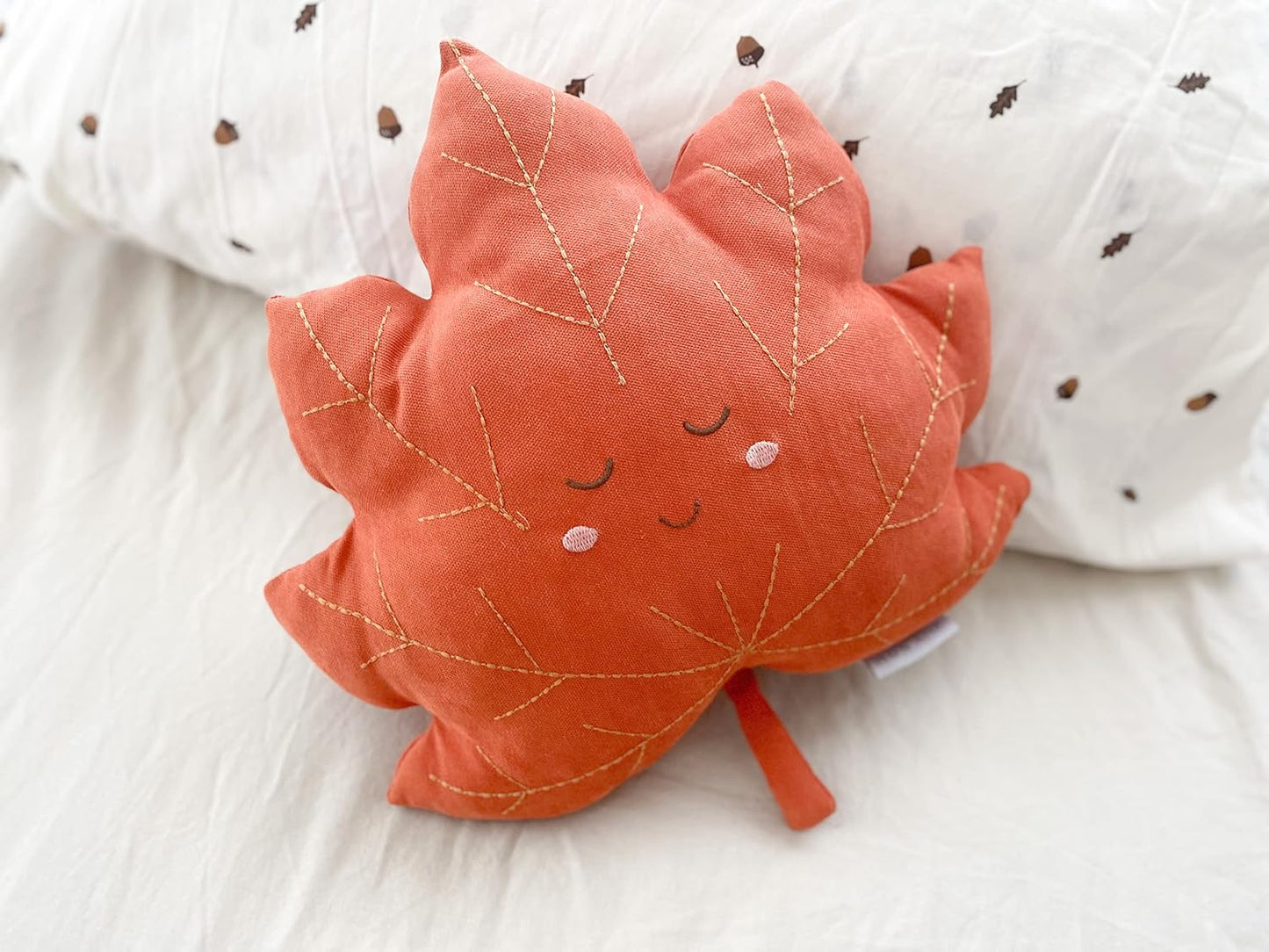 MON AMI Maple Leaf Accent Decor Plush Pillow – 16”, Huggable Leaf Shaped Pillow, Decorative Cushion for Child’S Bed or Couch, Hook for Wall Hanging, Great