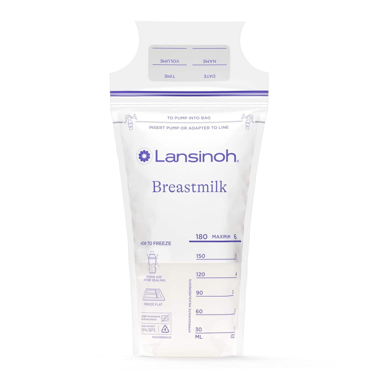 Lansinoh Breastmilk Storage Bags, 100 Count, Easy to Use Breast Milk Storage Bags for Feeding, Baby Essentials, Presterilized, Hygienically Doubled-Sealed for Freezing & Refrigeration, 6 Ounce