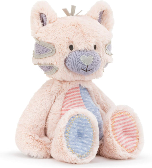 DEMDACO Pale Pink Striped Oddball Kitty Cat 13 Inch Plush Children'S Stuffed Figure Toy