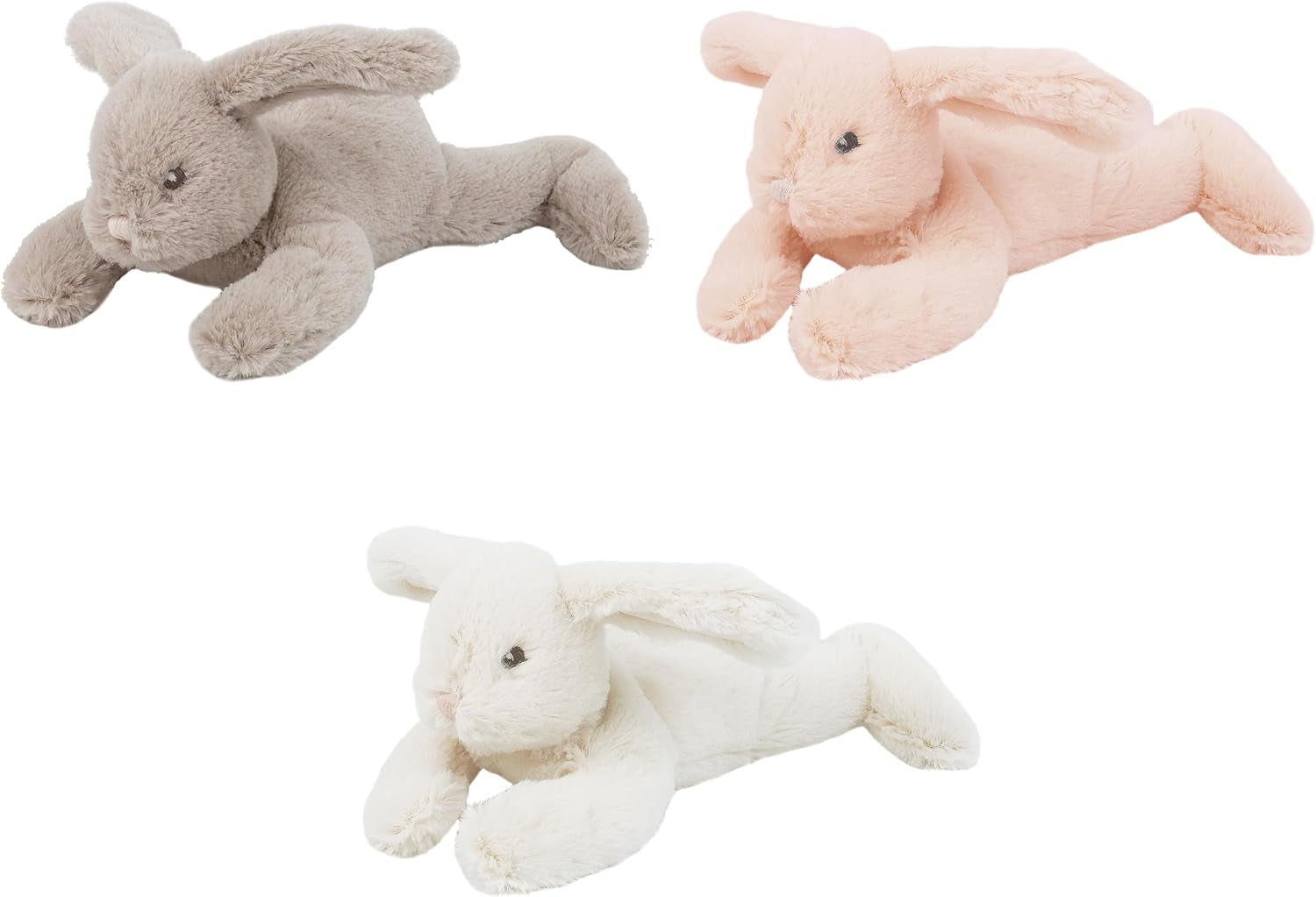 MON AMI Button Bunny Plush – 3 Pcs, 7” Each, Rabbit Stuffed Animal, Gift for Infants, Toddlers, Bedtime Plushies for Girls, Boys