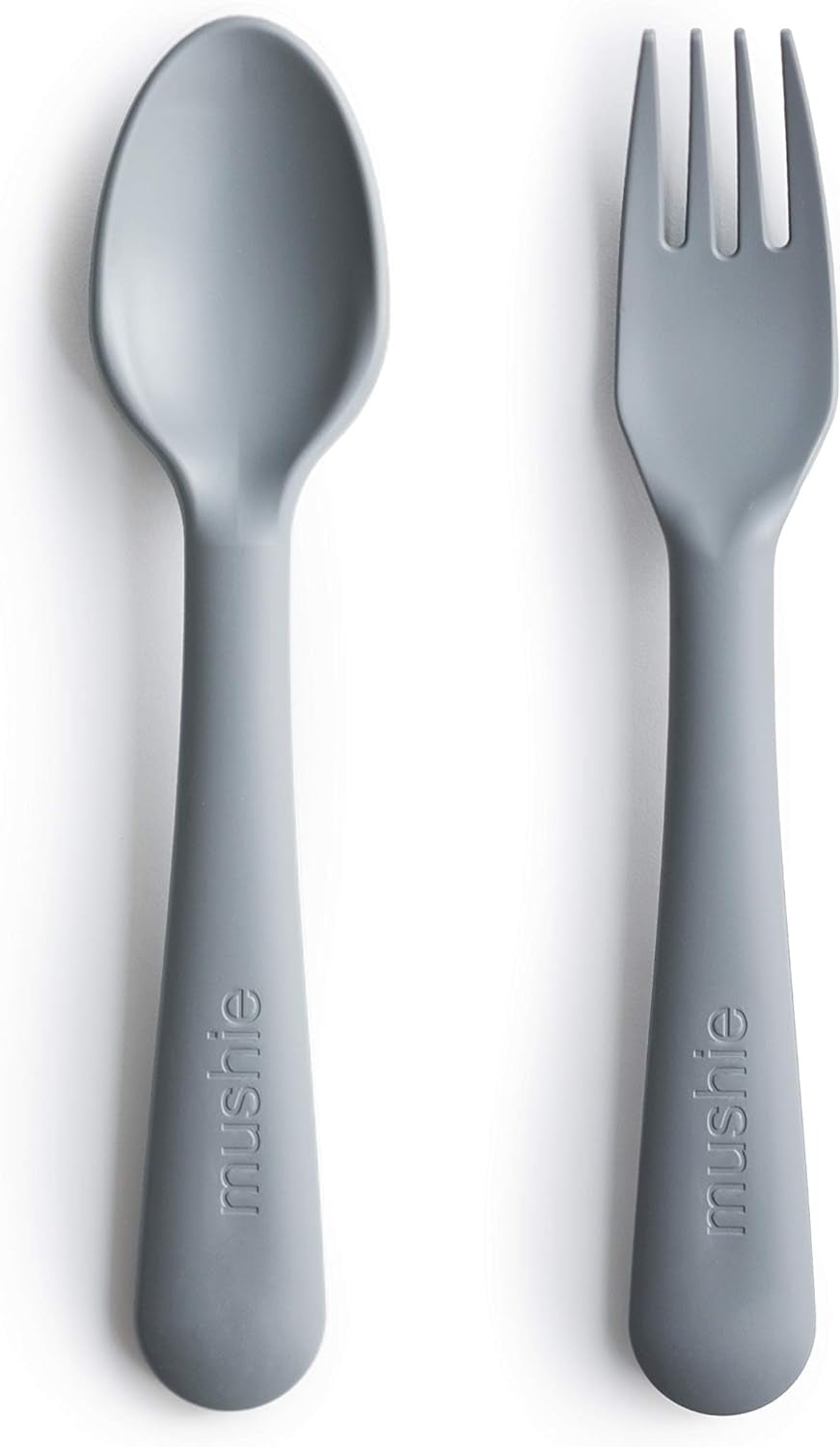 Mushie Flatware Fork and Spoon Set for Kids | Made in Denmark (Cloud)