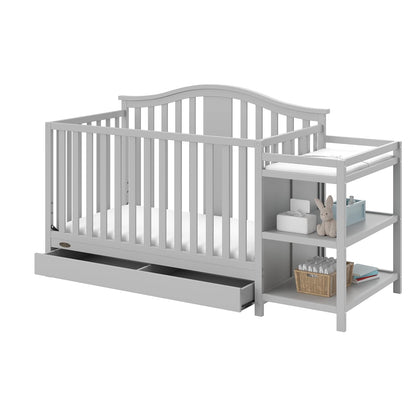 Graco Solano 4-In-1 Convertible Crib with Drawer Combo (White) – GREENGUARD Gold Certified, Includes Full-Size Nursery Storage Drawer, Converts to Toddler Bed and Full-Size Bed