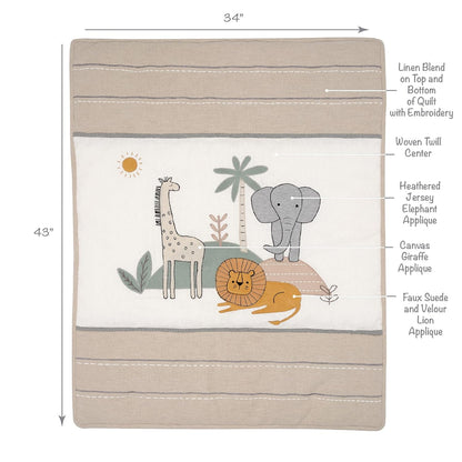 Lambs & Ivy Jungle Adventure Linen/Cotton 3-Piece Nursery Baby Crib Bedding Set