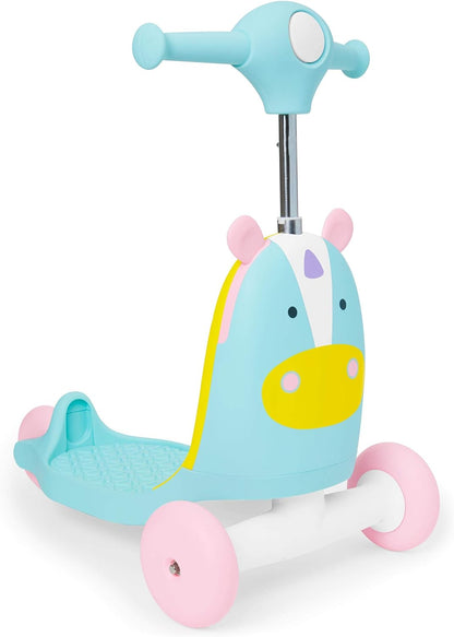 Skip Hop 3-In-1 Baby Activity Push Walker to Toddler Scooter, Zoo Unicorn