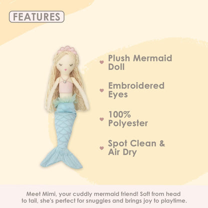 MON AMI Mimi the Mermaid Doll – 18”, Plush Mermaid Gifts for Girls, Use as Toy or Nursery Room Decor, Great Gift for Christmas for Kids of All Ages