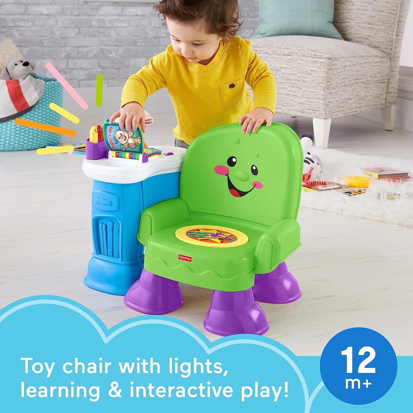 Fisher-Price Toddler Toy Laugh & Learn Song & Story Learning Chair with Music Lights & Activities for Infants Ages 1+ Years (Amazon Exclusive)