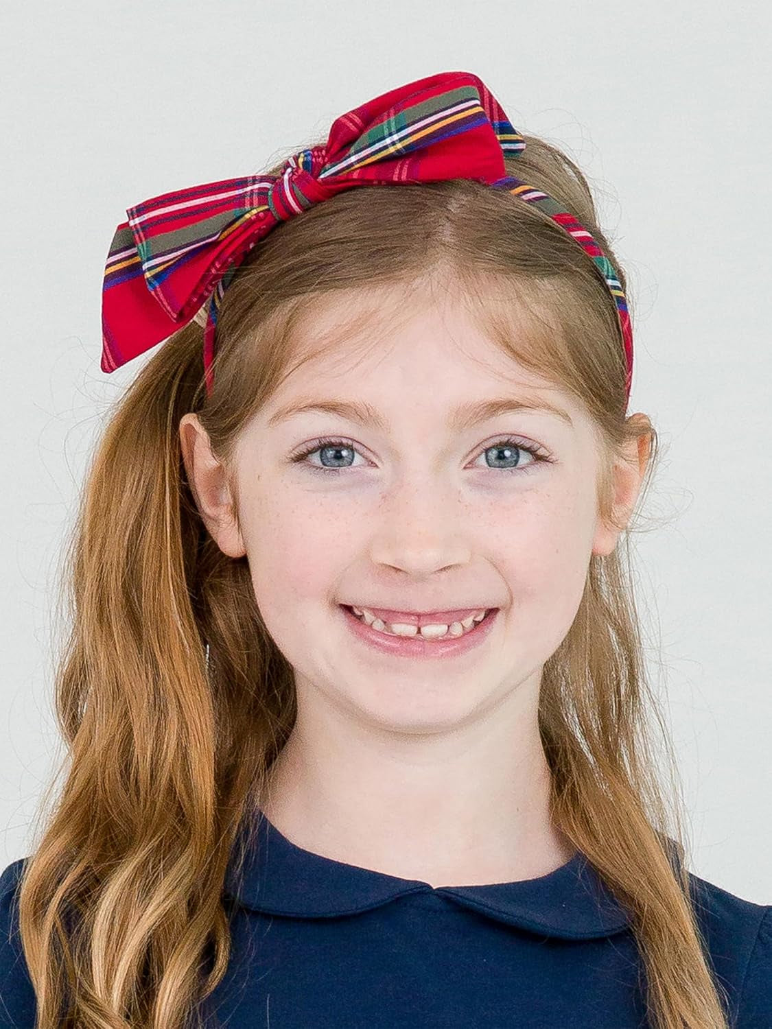 Rufflebutts Tis the Season Plaid Skinny Big Bow Headband - One Size