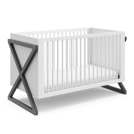 Storkcraft Equinox 3-In-1 Convertible Crib (Gray) – Easily Converts to Toddler Bed and Daybed, 3-Position Adjustable Mattress Support Base, Modern Two-Tone Design for Contemporary Nursery