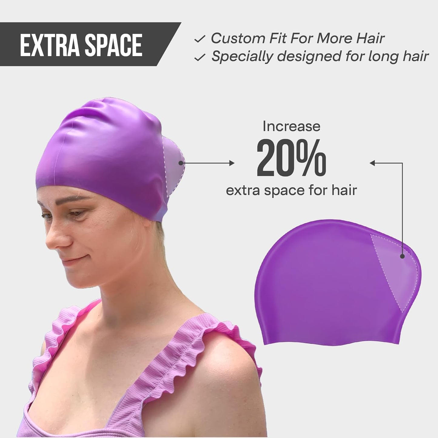 Chippi & Co Swim Cap Women, Men, Best Swim Cap to Keep Hair Dry, Pool Hair Protection, Cool Waterproof, Comfortable, Non-Slip