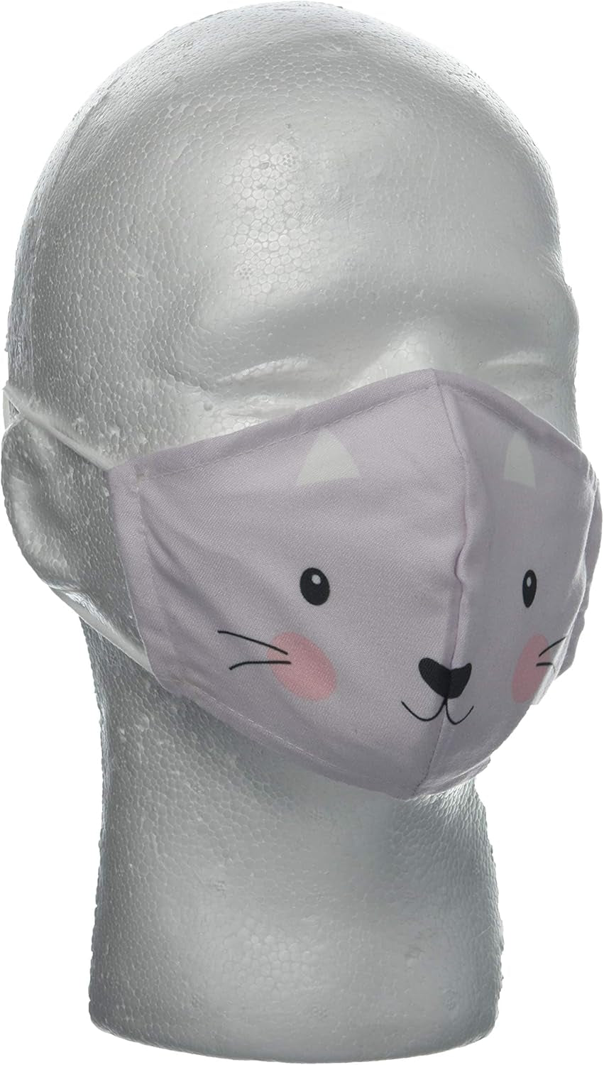 Mon Ami Kitty Fabric Face Mask for Kids - 2 Pcs, Washable & Reusable, anti Dust Protection Mask, Adjustable Ear Loops