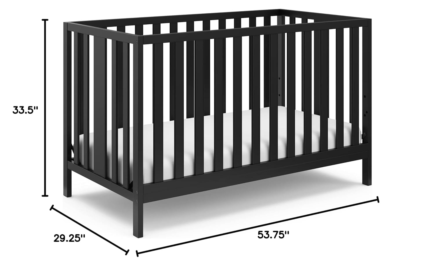 Storkcraft Pacific 5-In-1 Convertible Crib - (Black) – Converts from Baby Crib to Toddler Bed, Daybed and Full-Size Bed, Fits Standard Full-Size Crib Mattress, Adjustable Mattress Support Base