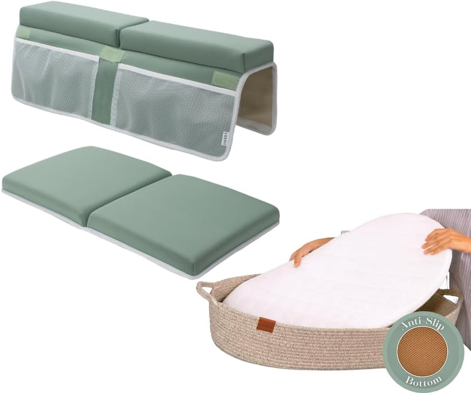 Comfortable Bath Kneeler and Elbow Rest Pad (Green) + Moses Changing Basket with anti Slip Bottom Bundle