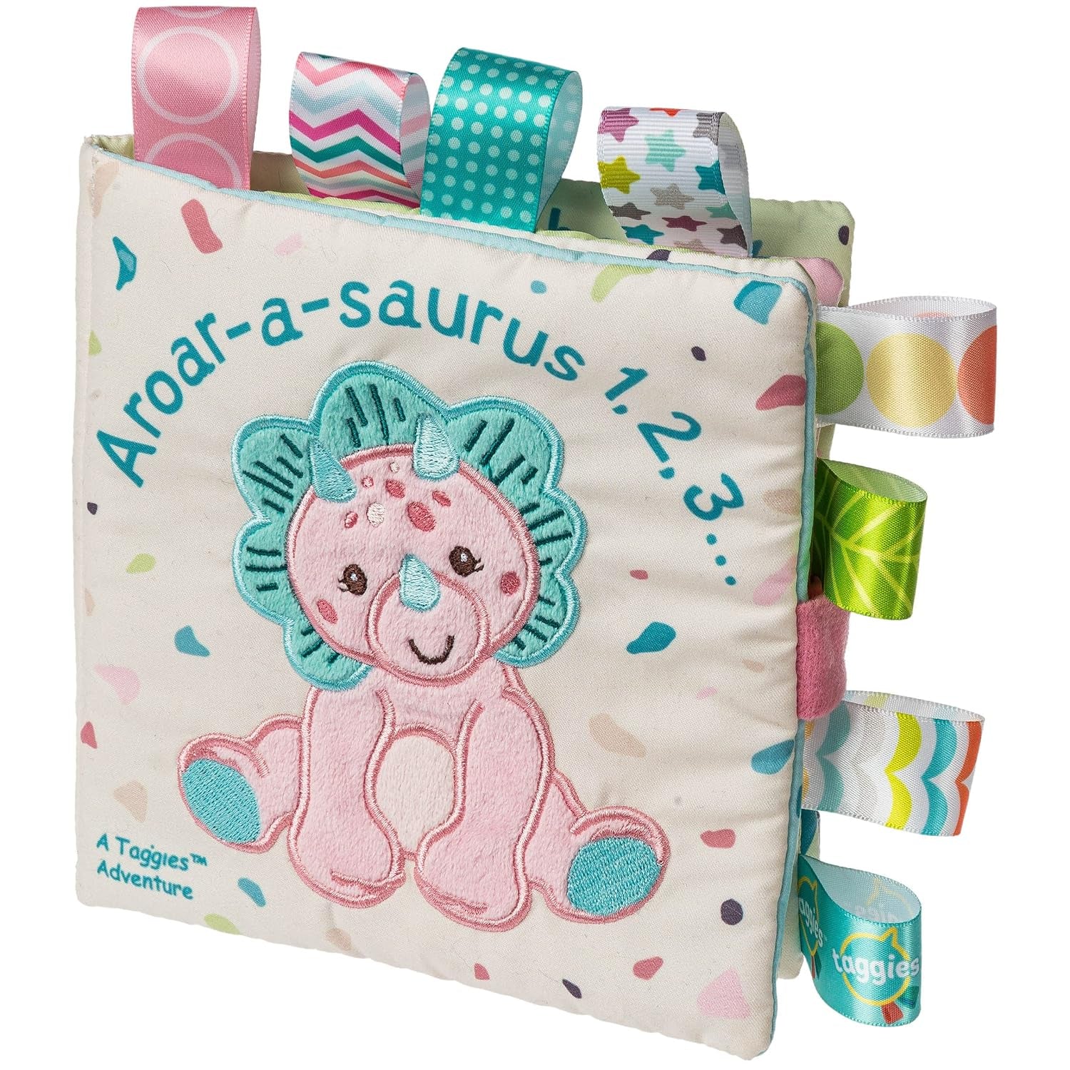 Taggies Soft Cloth Book with Crinkle Paper & Squeaker, 6 X 6-Inches, Aroar-A-Saurus