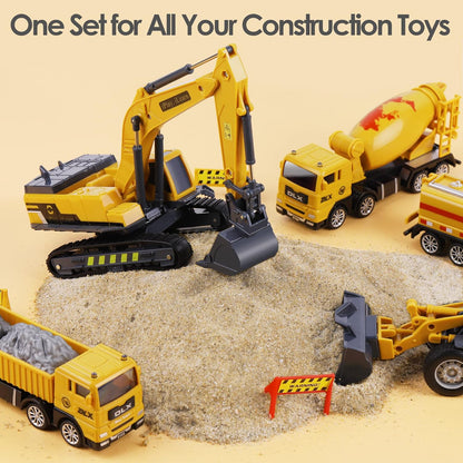 Iplay, Ilearn Construction Site Vehicles Toy Set, Kids Engineering Playset, Tractor, Digger, Crane, Dump Trucks, Excavator, Cement, Steamroller, Birthday Gift for 3 4 5 Year Old Toddlers Boys Children