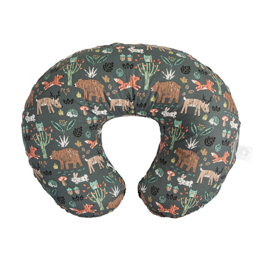 Boppy Nursing Pillow Original Support, Green Forest Animals, Ergonomic Nursing Essentials for Bottle and Breastfeeding, Firm Fiber Fill, with Removable Nursing Pillow Cover, Machine Washable