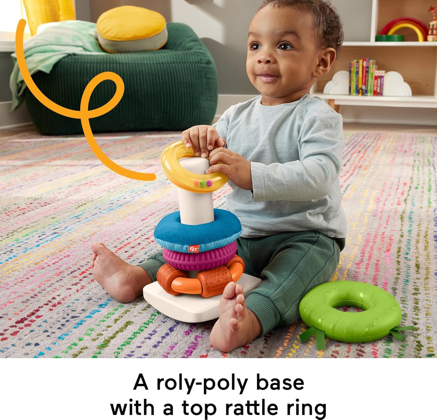 Fisher-Price Baby Toy Sensory Rock-A-Stack, Rings with Fine Motor Activities for Developmental Play for Infants Ages 6+ Months