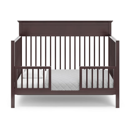 Storkcraft Carmel 5-In-1 Convertible Crib (Espresso) - GREENGUARD Gold Certified, Converts to Toddler Bed & Full-Size Bed, Fits Standard Full-Size Crib Mattress, 4 Adjustable Mattress Heights