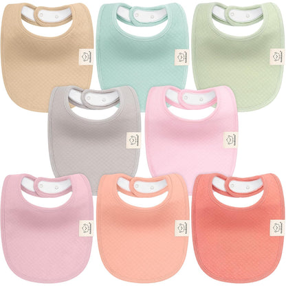 8-Pack Organic Baby Bibs for Baby Girls, Baby Boys - Cotton Cloth Baby Boy Bibs, Baby Girl Bibs for Drooling and Teething, Absorbent Drool Bibs for Spit Ups, Toddler Bib,Infant Bibs (Muted Pastel)