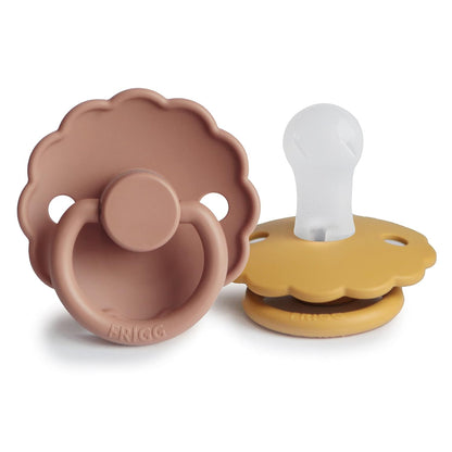 FRIGG Daisy Silkysoft Silicone Baby Pacifier | Made in Denmark | Bpa-Free (Rose Gold/Honey Gold, 0-6 Months)