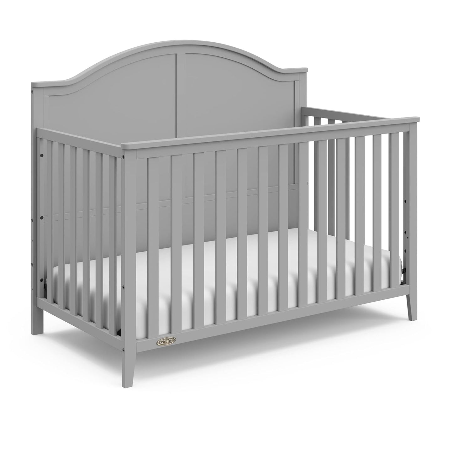 Graco Wilfred 5-In-1 Convertible Crib (Black) – GREENGUARD Gold Certified, Converts to Toddler Bed and Full-Size Bed, Fits Standard Full-Size Crib Mattress, Adjustable Mattress Support Base