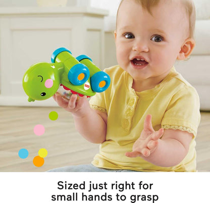 Fisher-Price Baby Crawling Toy Poppity Pop Turtle Push-Along Vehicle with Ball Popping Sounds for Infants Ages 6+ Months​