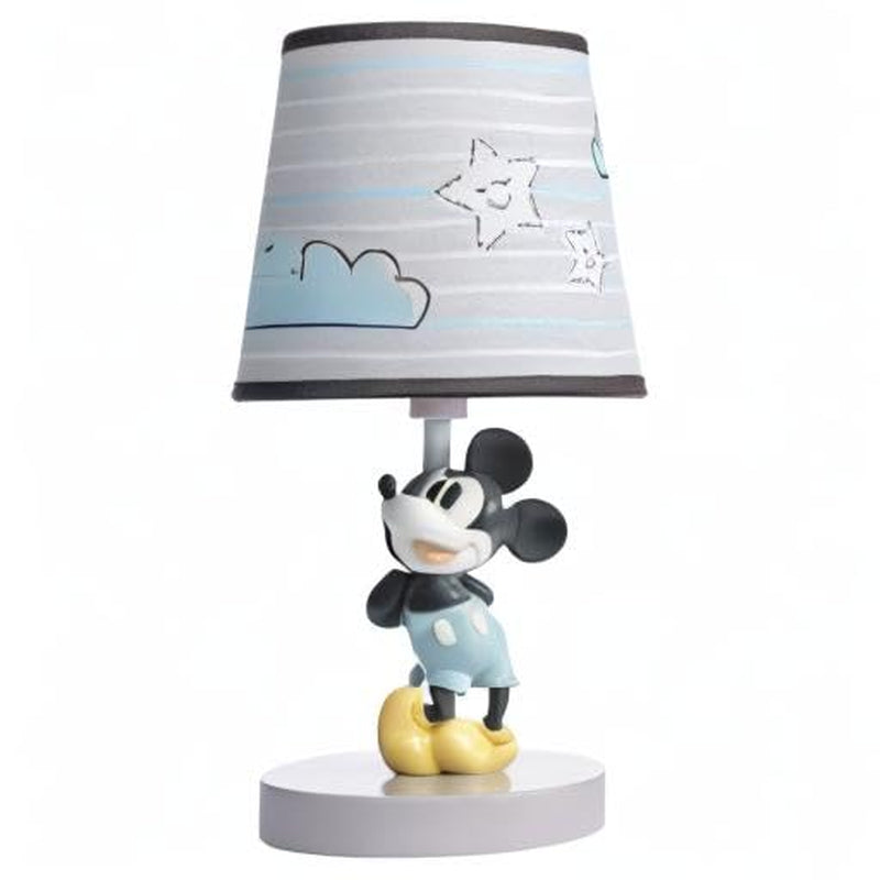 Lambs & Ivy Disney Baby Moonlight Mickey Mouse Lamp with Shade & Bulb - Gray