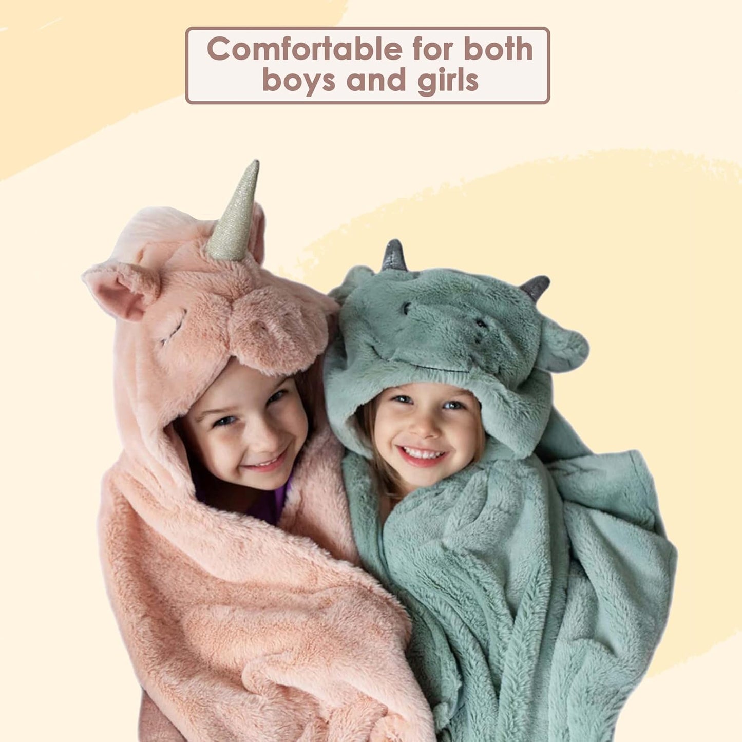 MON AMI ‘Dragon’ Wearable Hoodie Blanket for Kids – 51X28”, Soft Warm & Cozy Sherpa Hooded Blanket, Animal Hooded Blanket, for Toddlers & Kids