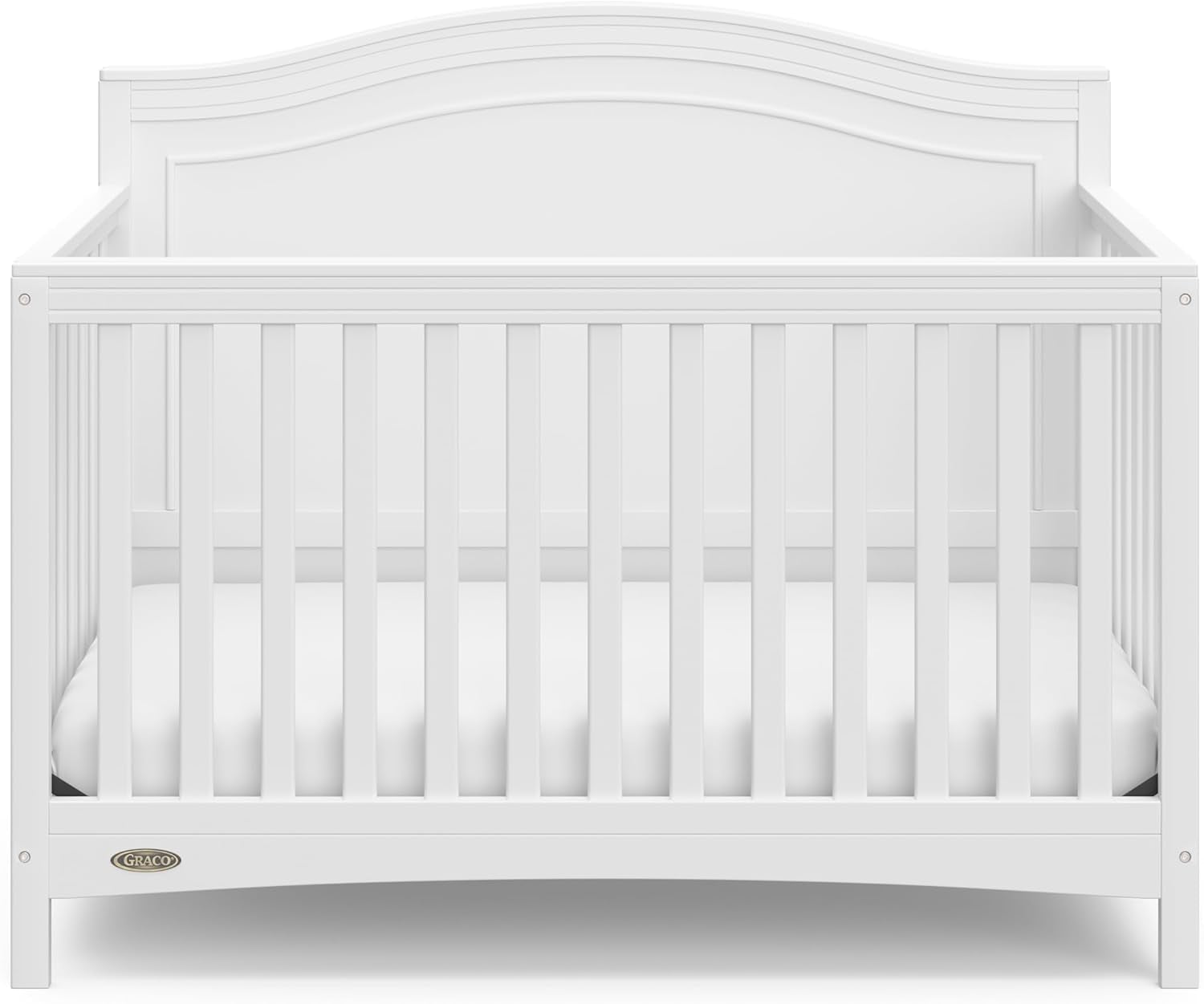 Graco Paris 4-In-1 Convertible Crib (White) - GREENGUARD Gold Certified, Converts to Toddler Bed, Daybed and Full Bed, Fits Standard Crib Mattress, Adjustable Mattress Base