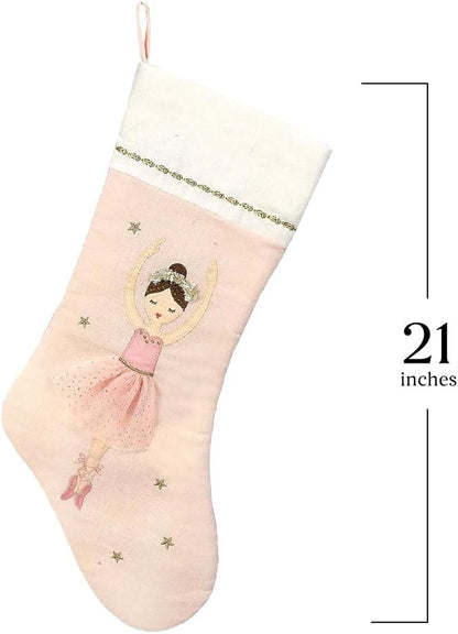 MON AMI Ballerina Christmas Stocking – 21” |Perfect for Monogramming, Christmas Décor, Christmas Socks & Decorations, for Family & Kids