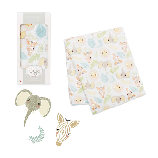 Lulujo Baby Swaddle Blanket| Unisex Softest 100% Cotton Muslin Swaddle Blanket| Neutral Receiving Blanket for Girls & Boys | 47In X 47In Jungle