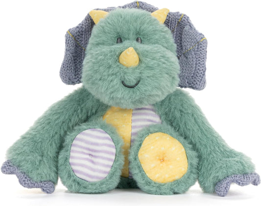 DEMDACO Oddball 8 X 6.5 Inch Polyester Soft Cuddly, Huggable, Toy, Plush Stuffed Animal, Green and Blue, Dinosaur