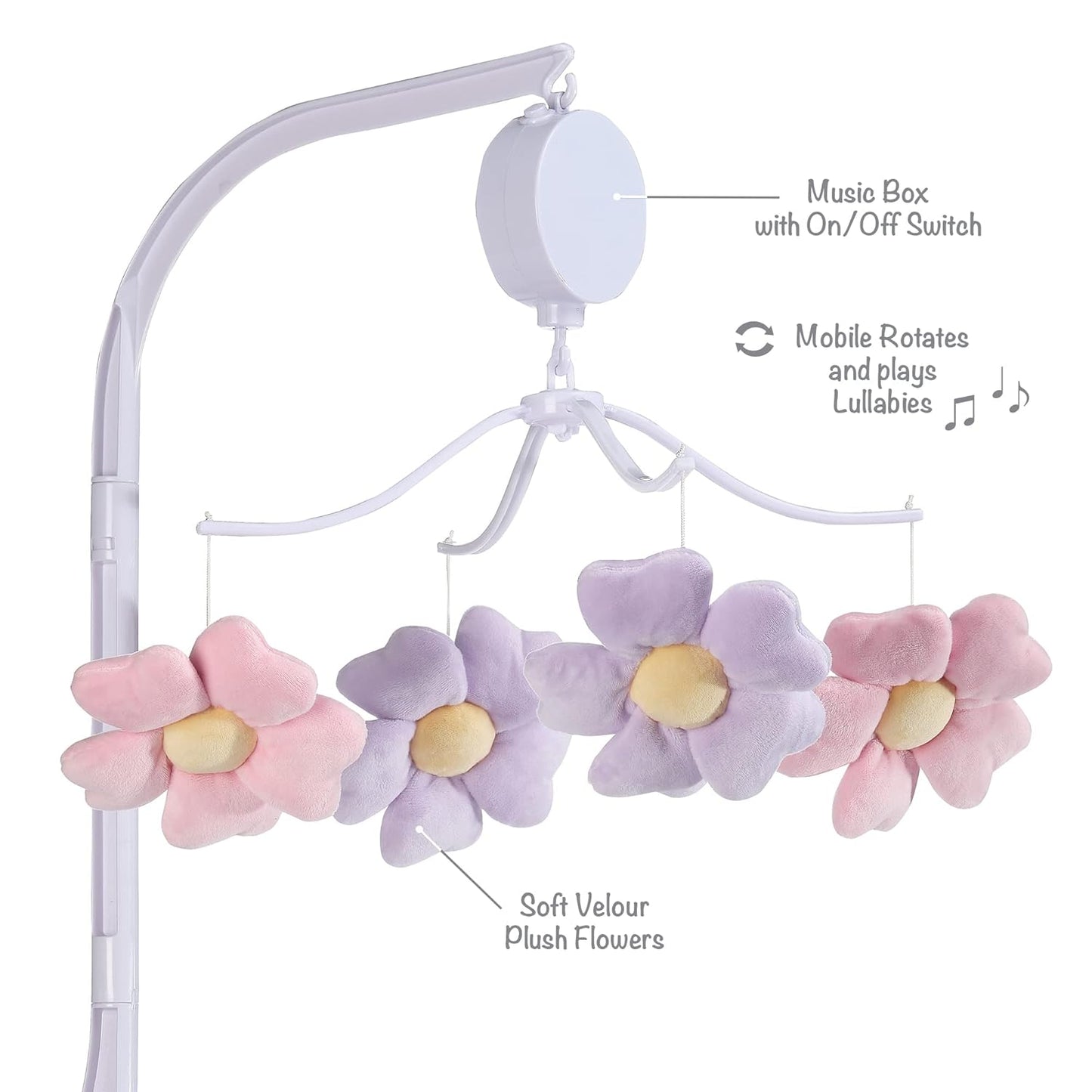 Bedtime Originals Lavender Floral Musical Baby Crib Mobile Soother Toy