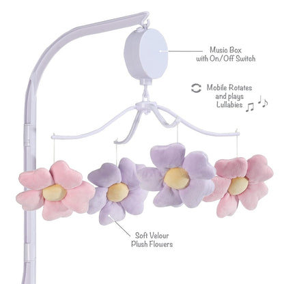 Bedtime Originals Lavender Floral Musical Baby Crib Mobile Soother Toy