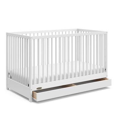 Graco Teddi 4-In-1 Convertible Mini Crib with Bonus Water-Resistant Mattress (Natural with White) – GREENGUARD Gold Certified, 2.75-Inch Mattress Included, Convenient Size, Easy 30-Minute Assembly