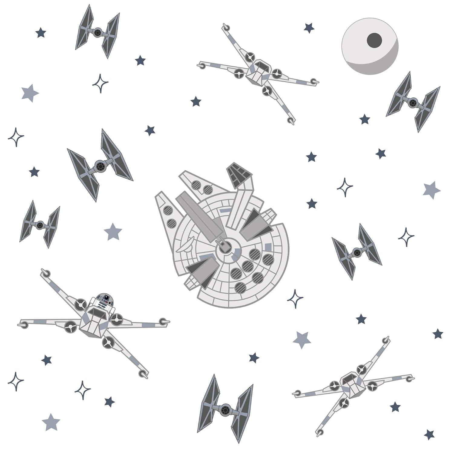 Lambs & Ivy Star Wars Squadron X-Wing/Tie Fighter/Millennium Falcon Wall Decals