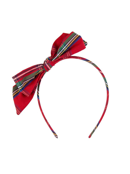 Rufflebutts Tis the Season Plaid Skinny Big Bow Headband - One Size