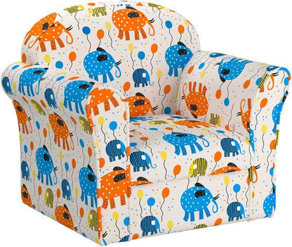 Costzon Kids Couch, Children'S Sofa Armrest Chair with Pattern, Toddler Furniture W/Sturdy Wood Construction, Preschool, Lightweight Kids Couch Sofa Chair for Aged 1-5 Boys & Girls Gifts, Elephant