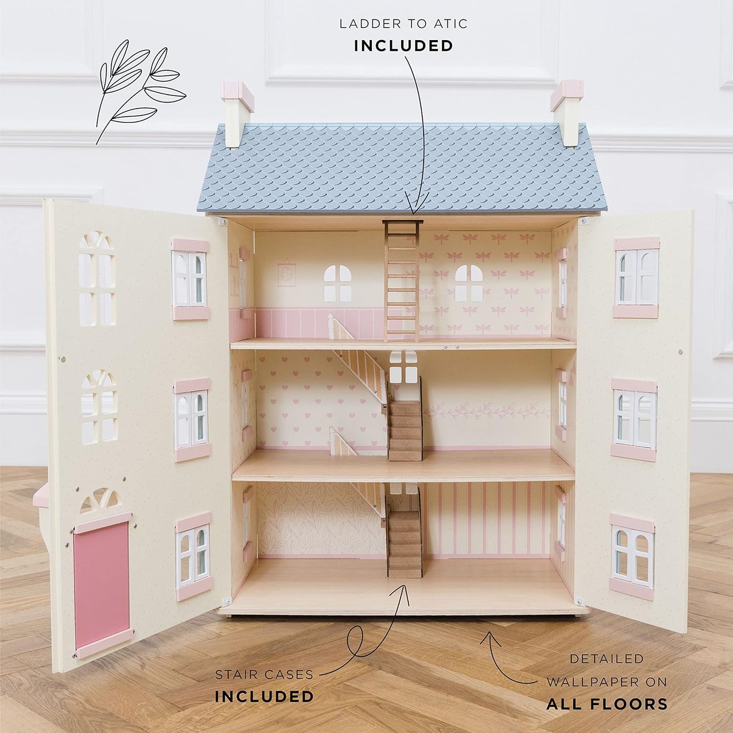 Le Toy Van - Iconic Sophie'S Large Wooden Doll House | Dream House Wooden Dolls House Play Set | Great as a Gift | Suitable for Ages 3+