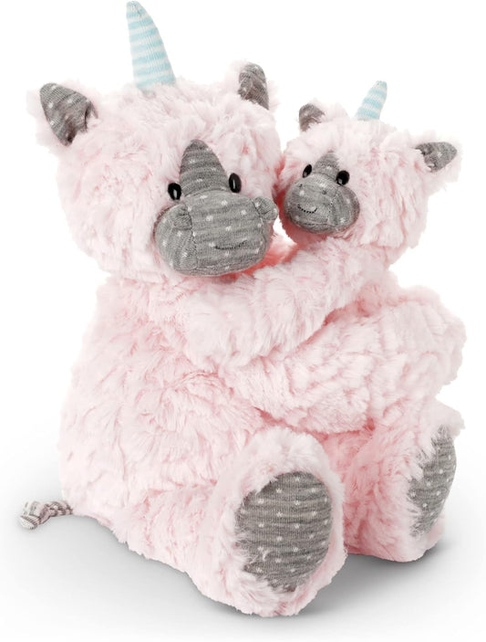 DEMDACO Unicorn Mom and Baby 8.5 Inch Pink and Grey Polyester Childrens Plush Stuffed Animal