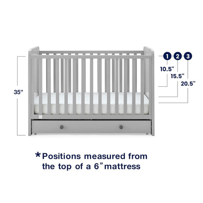 GAP Babygap Graham 4-In-1 Convertible Crib with Storage Drawer - Greenguard Gold Certified, Grey/Dark Grey