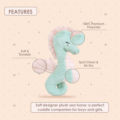 MON AMI Shelley the Seahorse Stuffed Animal, 1 Pc, Green - 18', Use as Toy or Nursery Room Décor, Great Gifts for Kids of All Ages, Ocean Animals