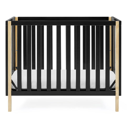 Delta Children Gio Mini Crib with 2.75" Mattress Included, Ebony/Natural