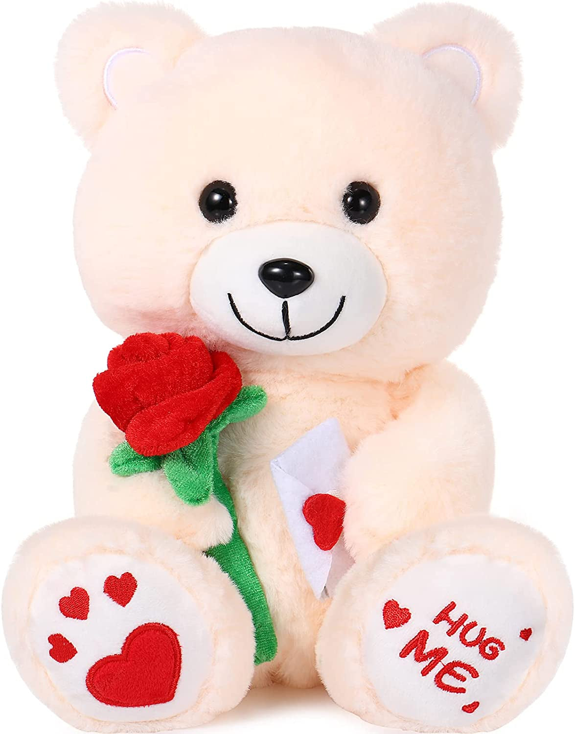 Chalyna 10 Inches Dog Plush Toy with Rose Valentine'S Day Stuffed Animal with Heart Rose for Girlfriend, for Valentines Party Favor Mother'S Day Birthday Festival Occasion