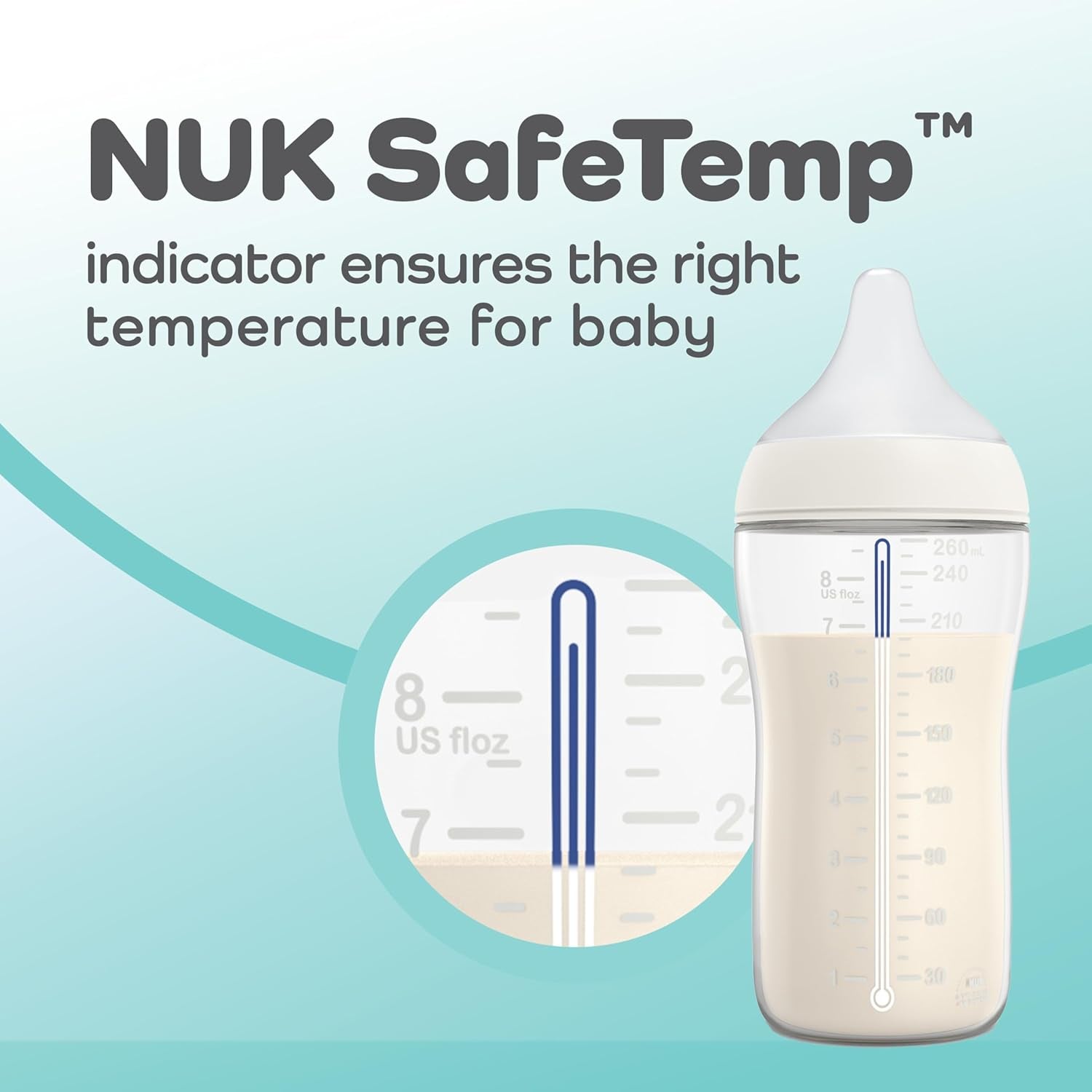 NUK Perfect Match Medium Flow 2-In-1 Natural and Anti-Colic Bottle, 8Oz., 2 Pack, BPA Free