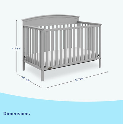 Graco Benton 5-In-1 Convertible Crib (Pebble Gray) – GREENGUARD Gold Certified, Converts from Baby Crib to Toddler Bed, Daybed and Full-Size Bed, Fits Standard Full-Size Crib Mattress