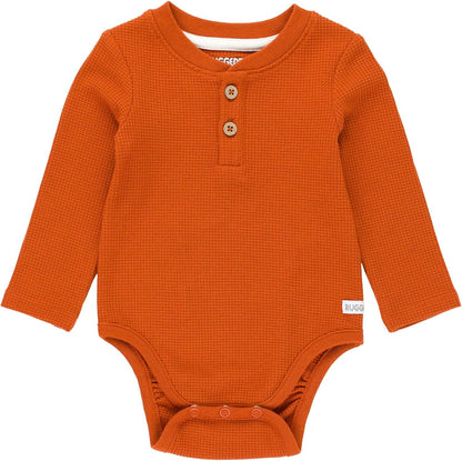 RUGGEDBUTTS® Baby/Toddler Boys Henley Raglan Long Sleeve Baseball Tee Bodysuit Knit One-Piece