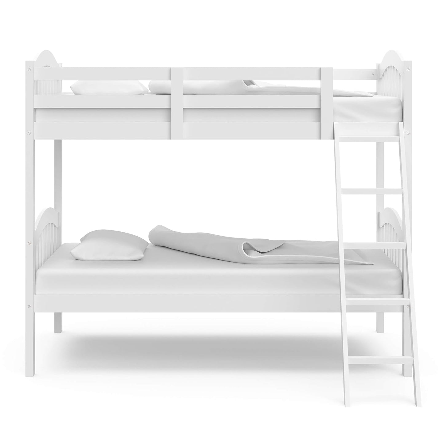 Storkcraft Long Horn Twin-Over-Twin Bunk Bed (White) - GREENGUARD Gold Certified, Converts to 2 Individual Twin Beds