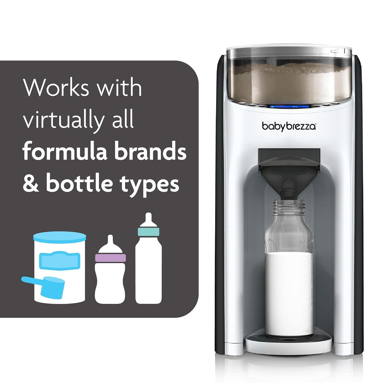 Baby Brezza New and Improved Formula Pro Advanced Formula Dispenser Machine - Automatically Mix a Warm Formula Bottle Instantly - Easily Make Bottle with Automatic Powder Blending, White