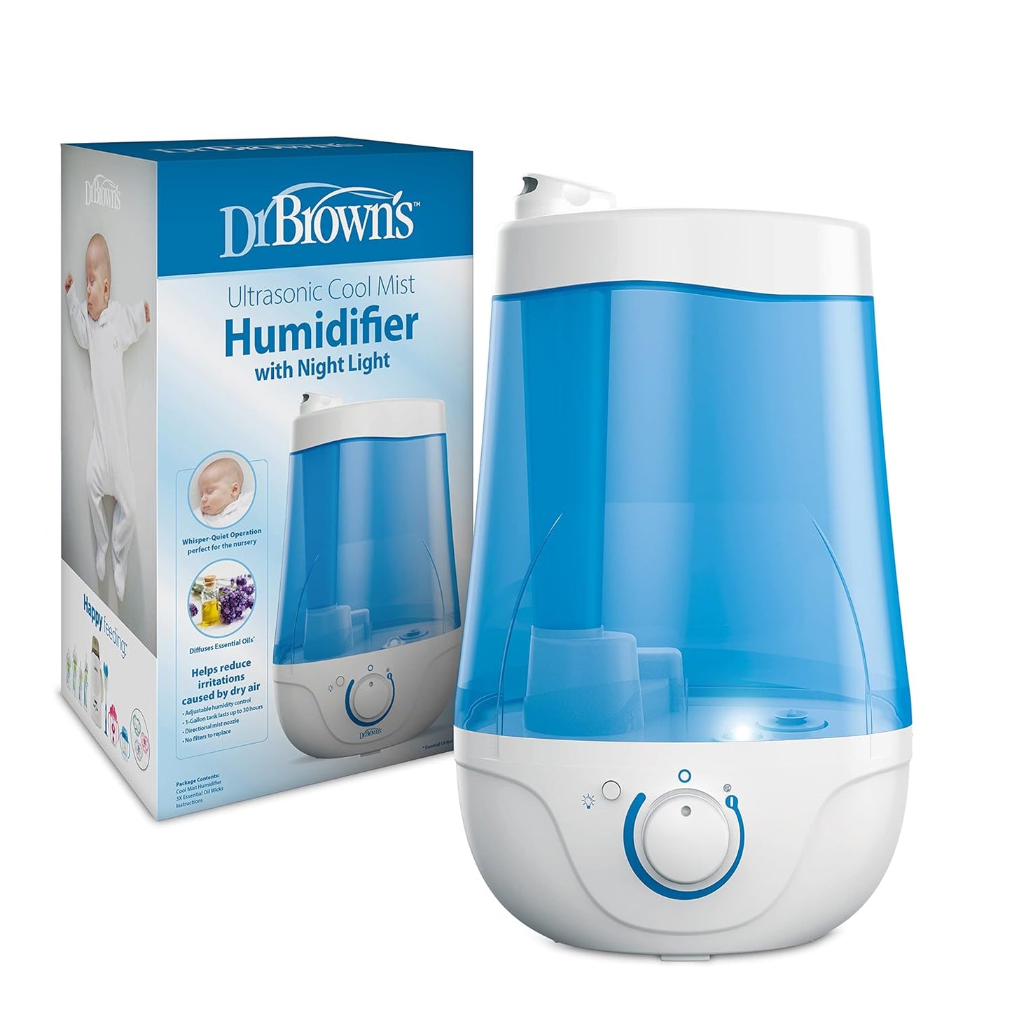 Dr. Brown'S Cool Mist Ultrasonic Humidifier for Baby with Diffuser and Night Light